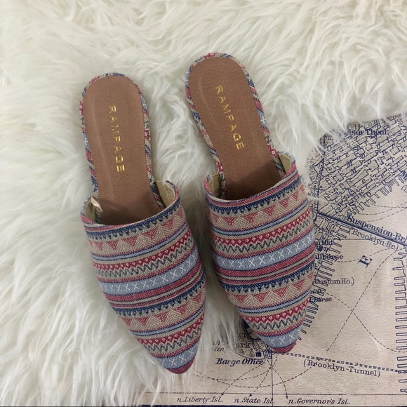 Rampage Shoes - Rampage Aztec Pointed Toe Mules